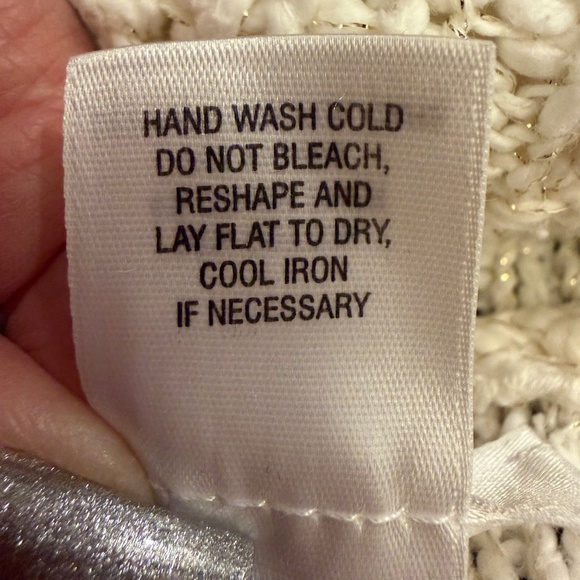 White House Black Market Cream with gold accent thread cardigan sweater, Size L - Picture 7 of 10